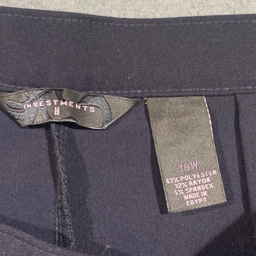 Investments II Madison Ave Navy Straight Leg Slim FX Pants Womens 18W Short NWT - Picture 4 of 10